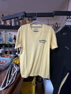 Columbia PFG Florida Marlin Retro Sun Graphic T-Shirt Yellow Men's Size L